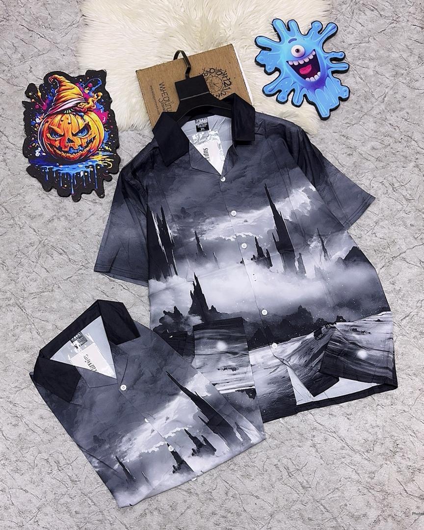 Supmxn 4-Piece Premium Vintage Graphic Resort Shirt Set