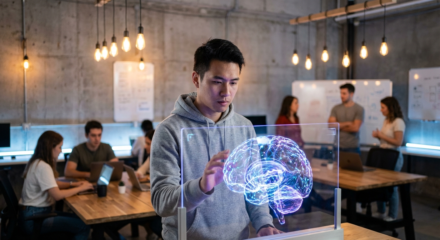 Futuristic AI neural network visualization representing context-aware intelligence