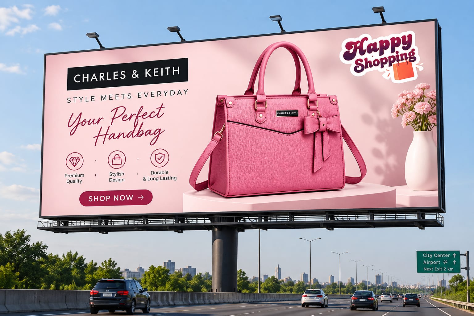 Pink Leather Shoulder Bag for Women