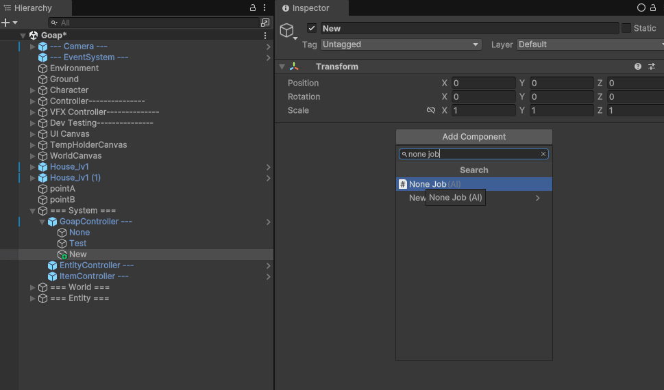 Add the new created script to the child object and validate
