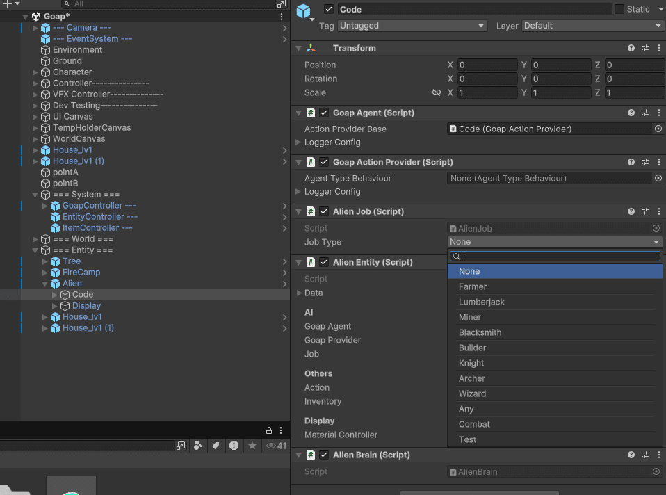 In the child object: Code, switch the JobType to the desired job
