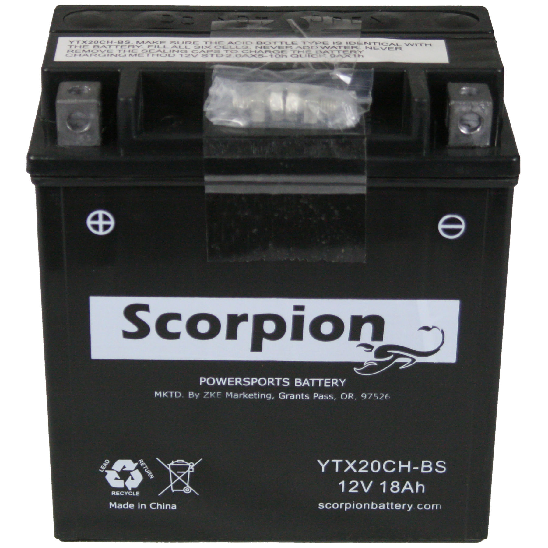 Scorpion YTX20CH-BS Battery - 12v 270 CCA Sealed AGM Motorcycle & Powersport Battery