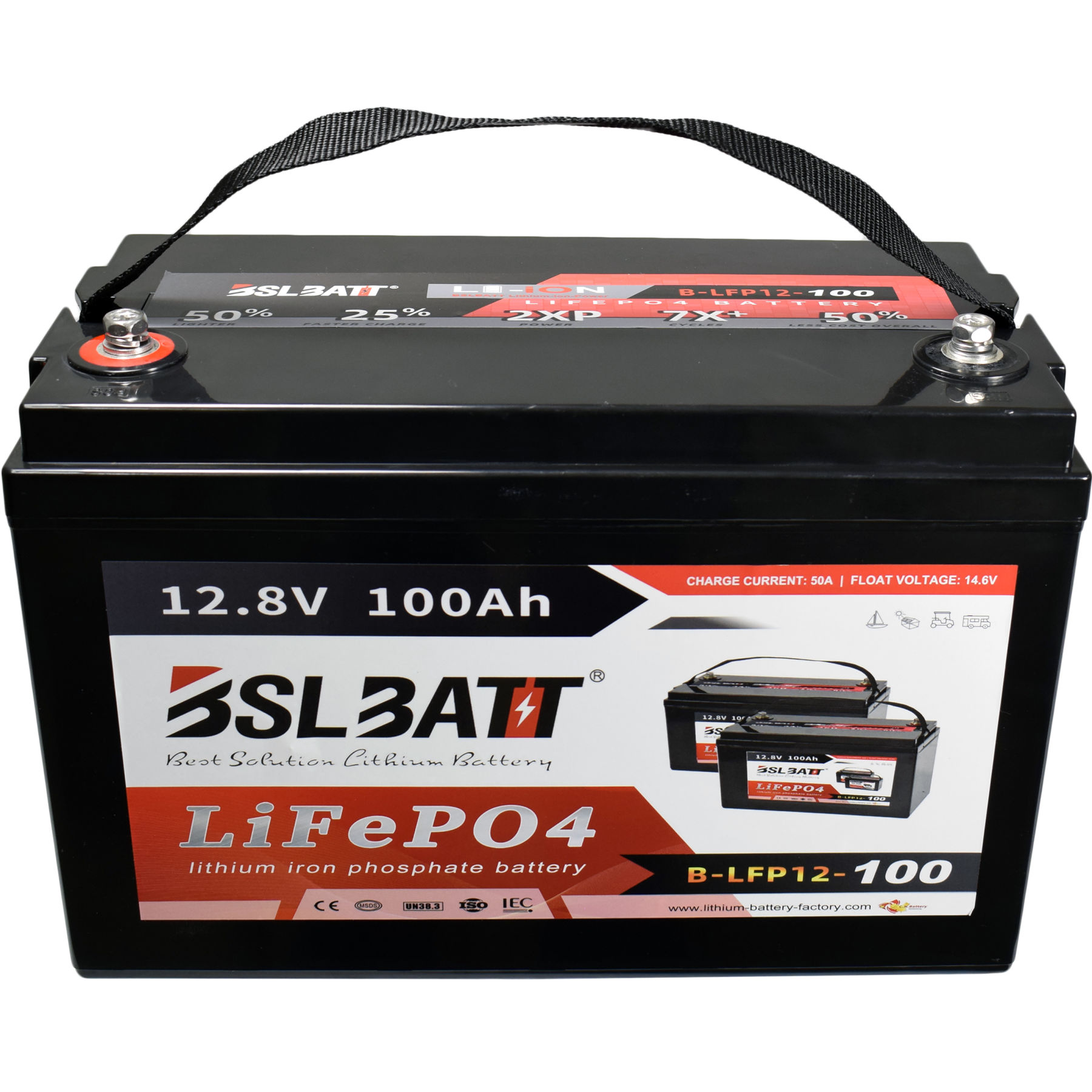 BSLBATT 12.8v 100AH 1280 Wh Deep Cycle Lithium LiFePO4 Battery