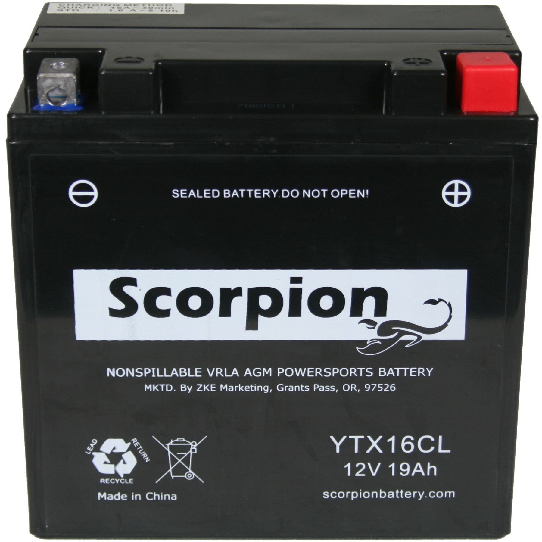 YT16CL Scorpion 12v 270 CCA AGM Watercraft & ATV Battery