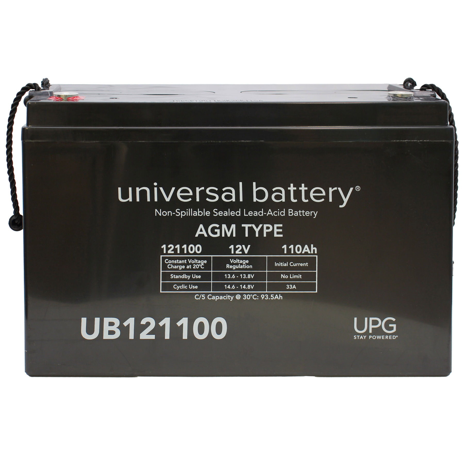Universal Battery UB121100: 12v 110 AH Deep Cycle Sealed AGM Battery with Insert Terminals