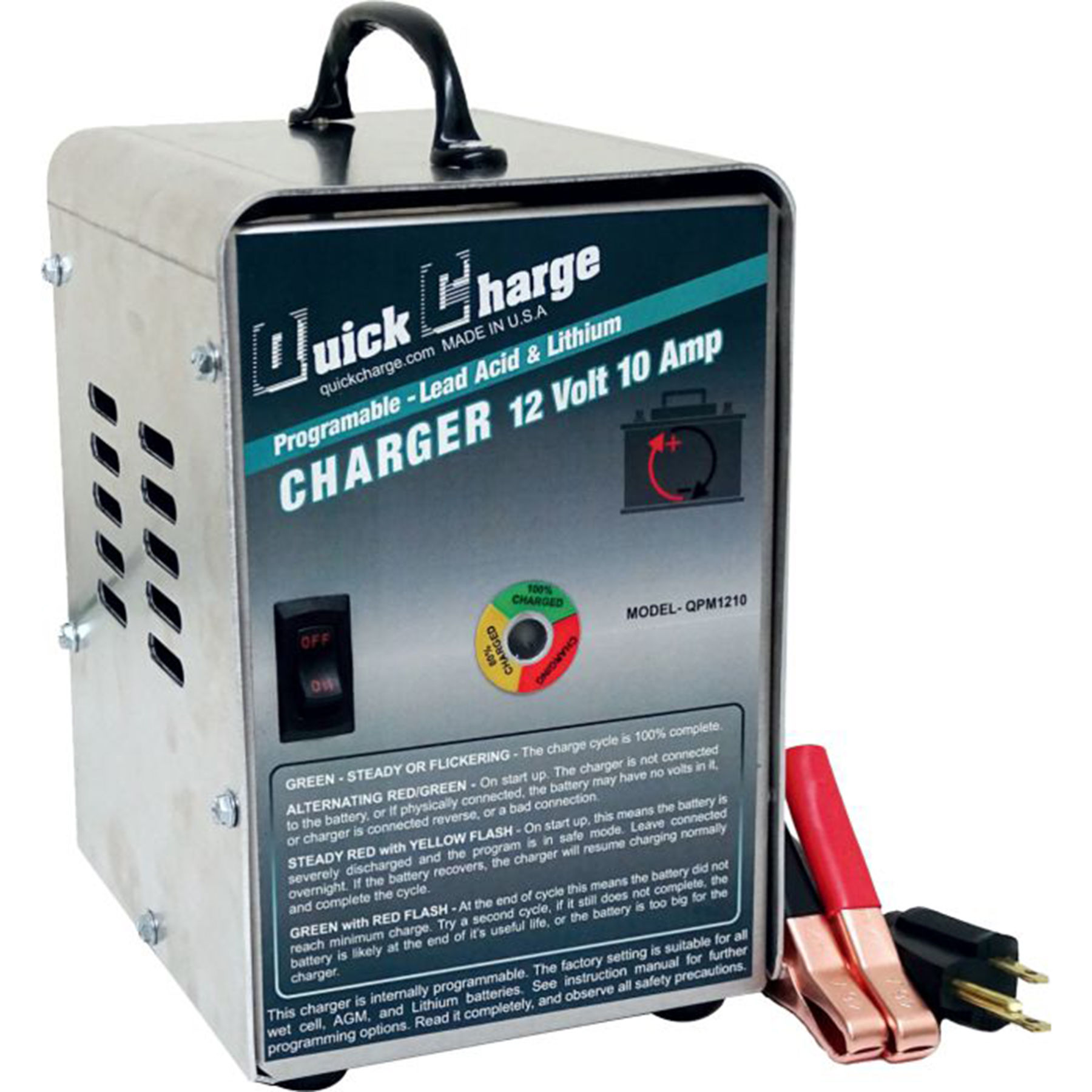 Quick Charge QPM1210: 12v 10 Amp 3-Stage QPM Mini Series Charger