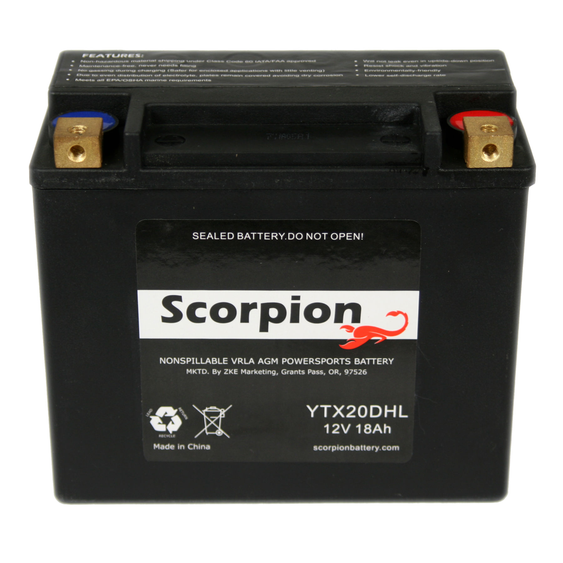 Scorpion YTX20DHL Harley Davidson HVT-1 Motorcycle Battery - 12v 320 CCA Sealed AGM