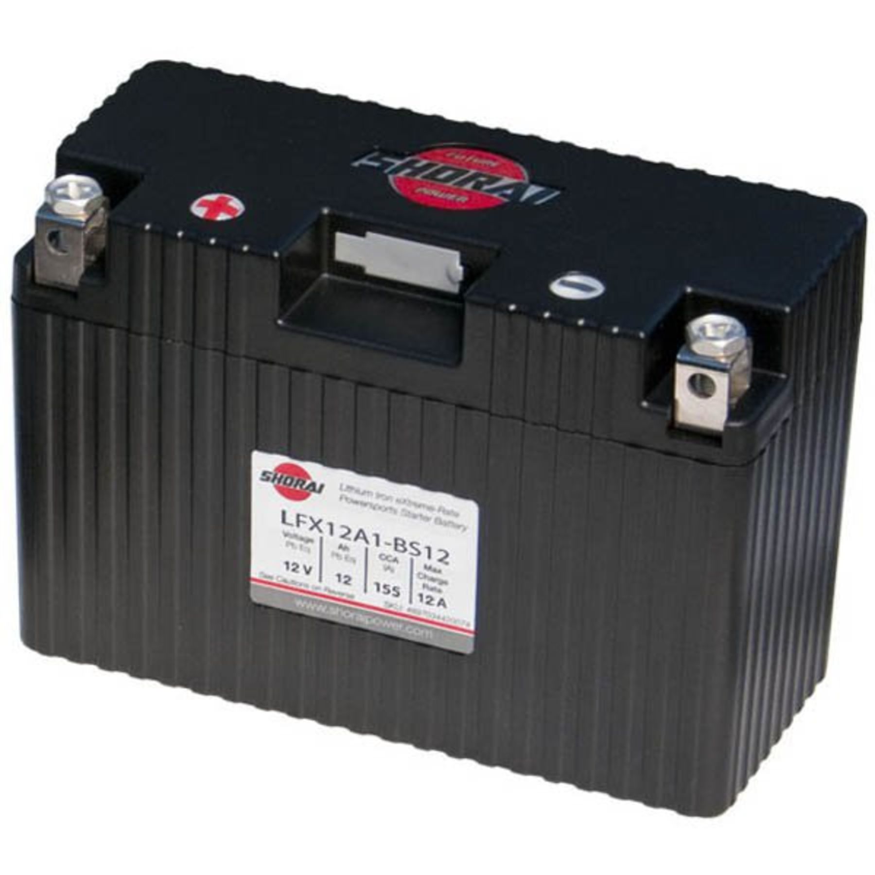 LFX12A1-BS12 Shorai 12v 12 AH PBEq LiFePO4 Power Sports Battery [+ -]