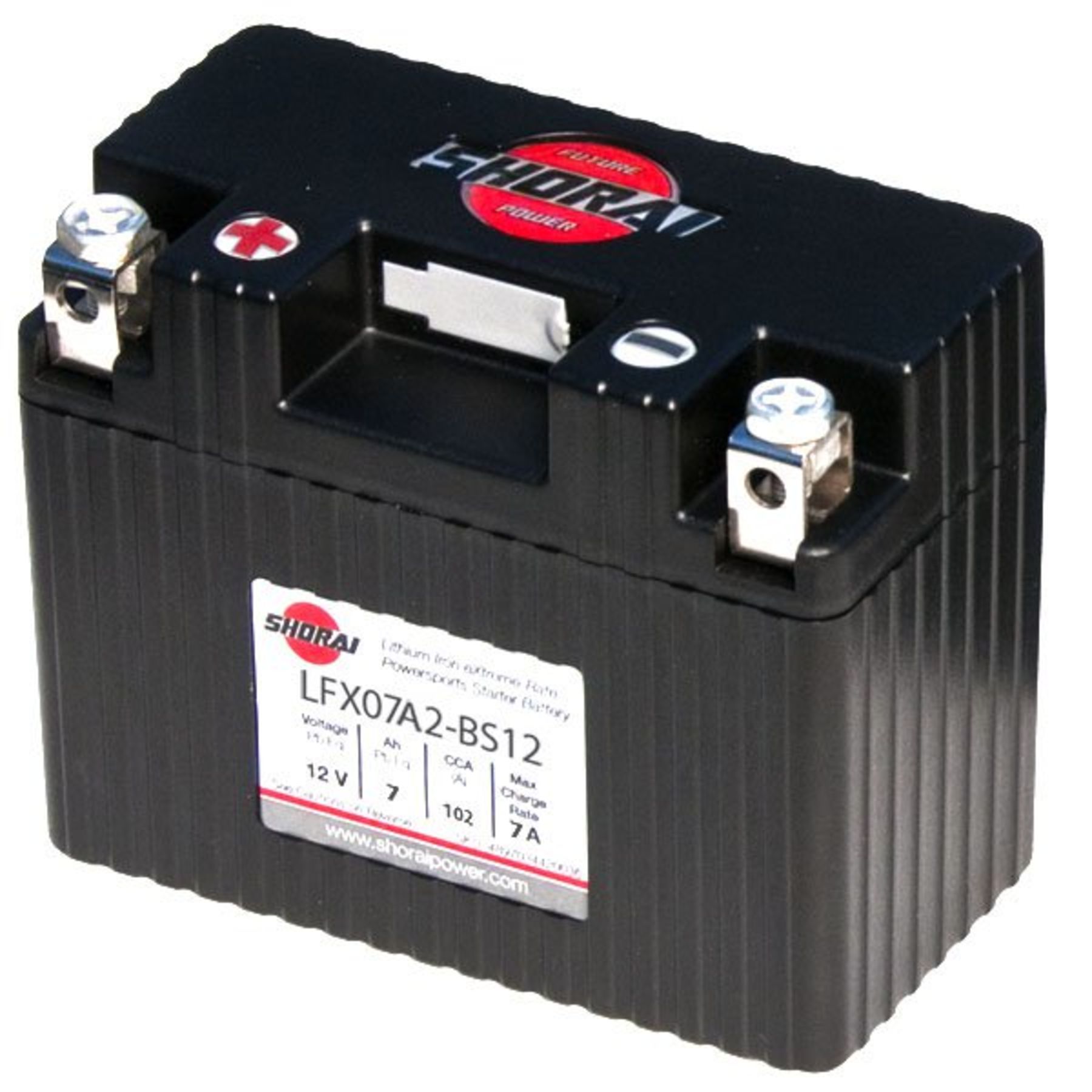 LFX07A2-BS12 Shorai 12v 7 AH PBEq LiFePO4 Power Sports Battery [+ -]