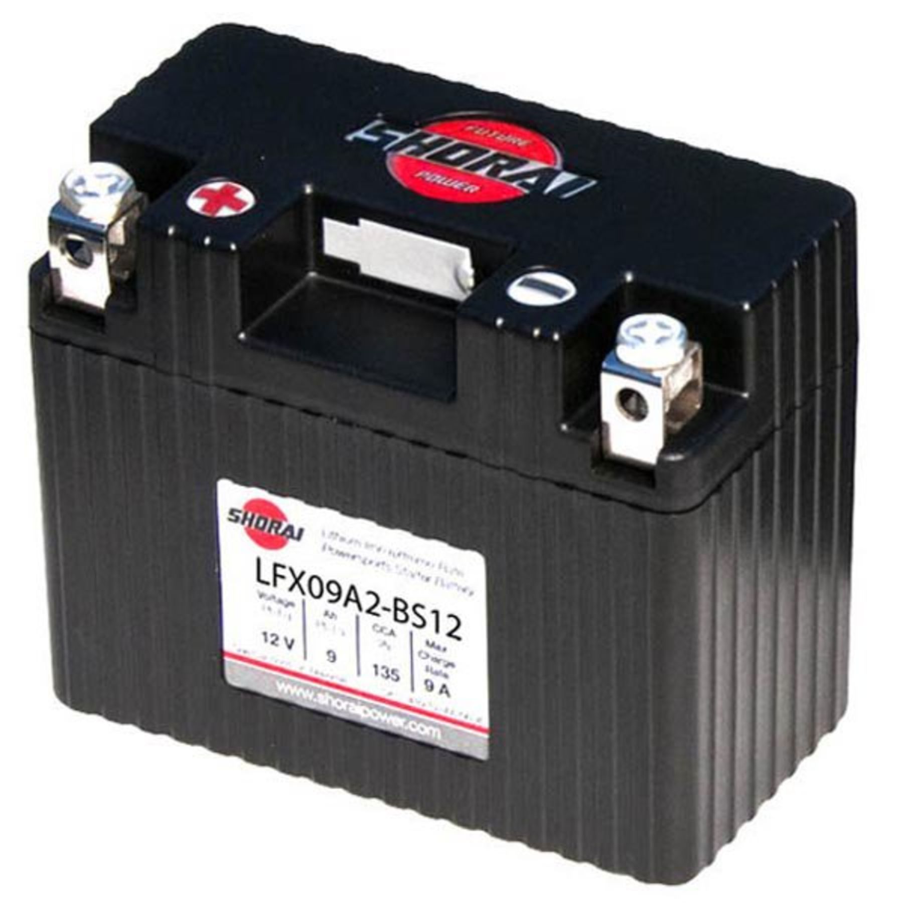 LFX09A2-BS12 Shorai 12v 9 AH PBEq LiFePO4 Power Sports Battery [+ -]