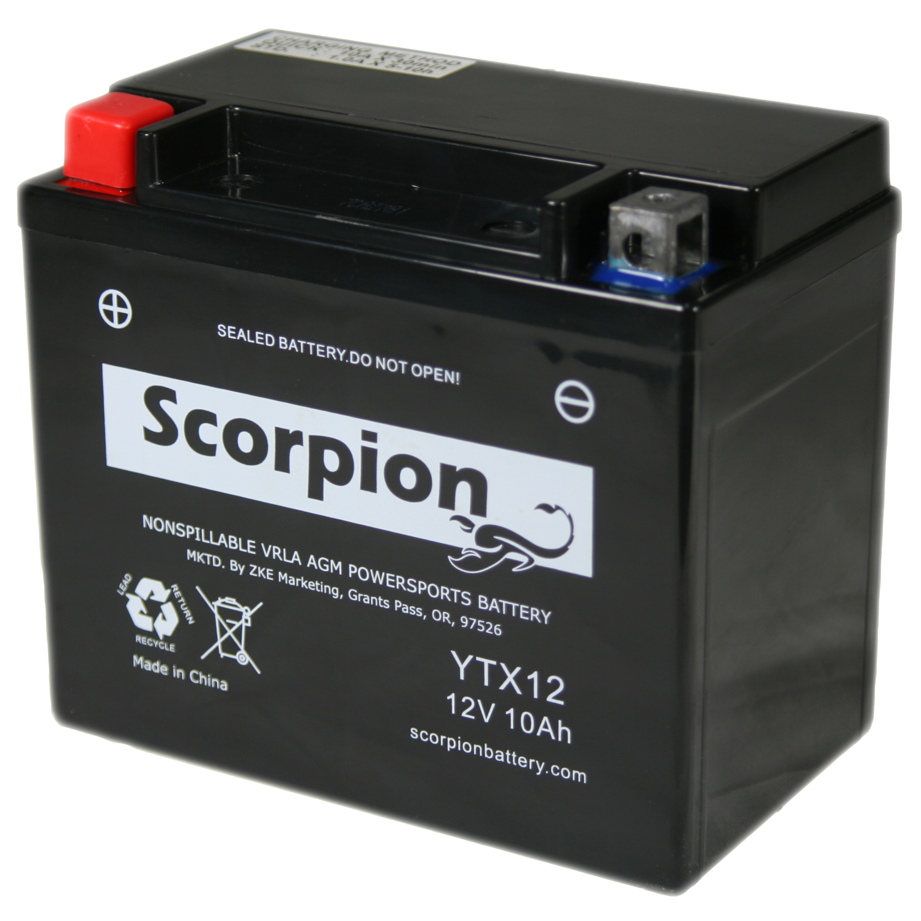 sYTX12BS Scorpion 12v 180 CCA Sealed AGM Motorcycle Battery
