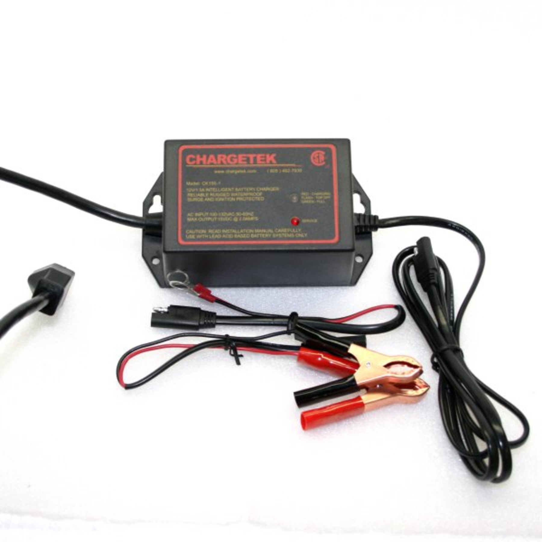 ChargeTek 12v 1.5 Amp 3 Stage Smart Waterproof Marine Charger