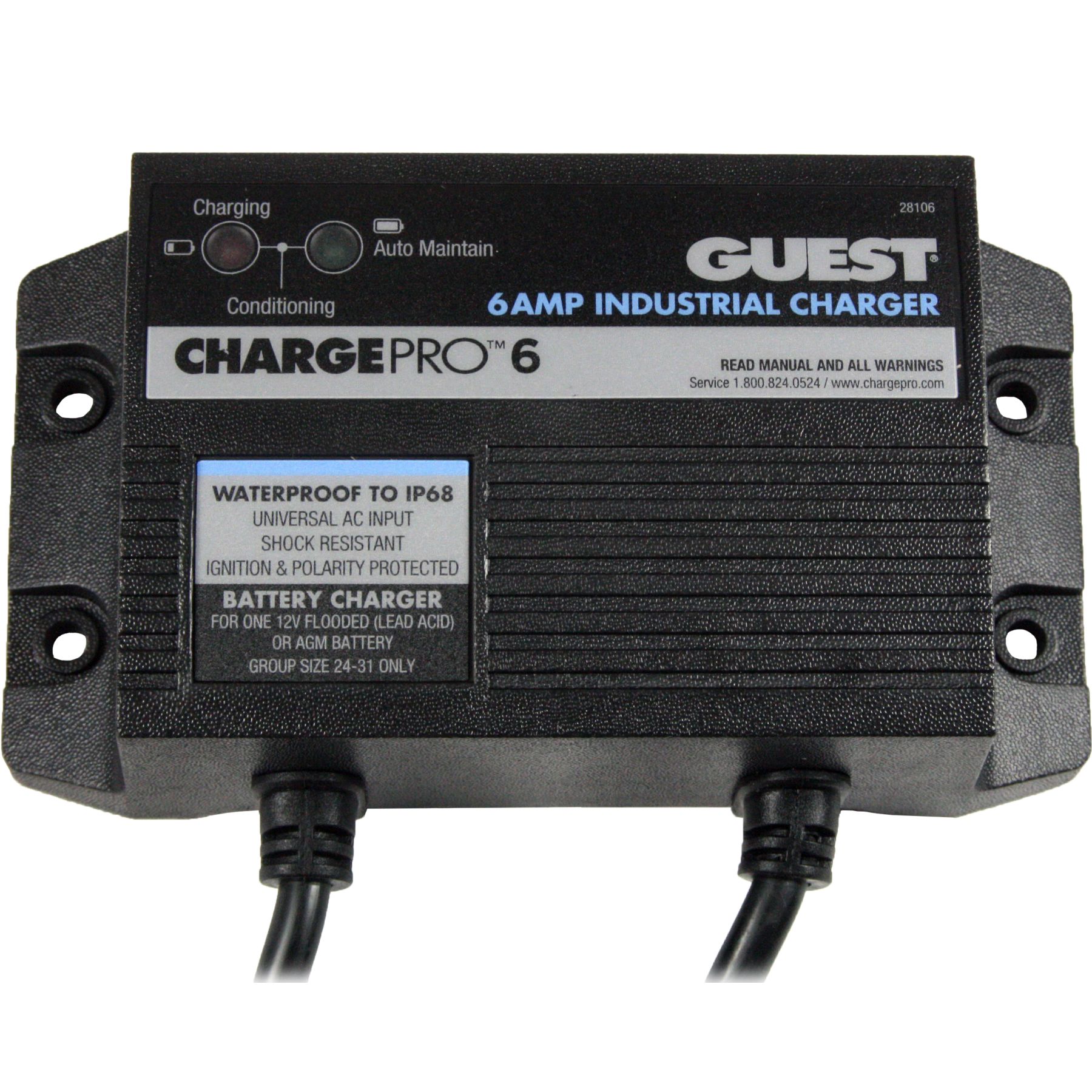 28106 Guest ChargePro 6 12v 6 Amp Waterproof OnBoard Industrial Charger