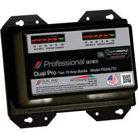 Dual Pro PS2AUTO | Professional Series 30-Amp 2-Bank (2) 12v 15A Banks Lithium/AGM Marine Charger
