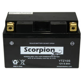 Scorpion YTZ10S Motorcycle Battery - 12v 190 CCA Sealed AGM Battery