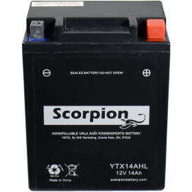 Scorpion YTX14AHL-BS Powersport & Motorcycle Battery - 12v 210 CCA Sealed AGM Battery