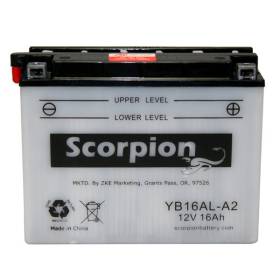 YB16AL-A2 Scorpion 12v 210 CCA Power Sport Wet Battery w/ Acid Pack