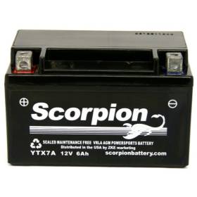 Scorpion YTX7A-BS Motorcycle Battery - 12v 105 CCA Sealed AGM Battery