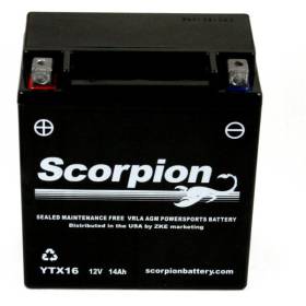 YTX16-BS Scorpion 12v 220 CCA AGM Power Sport & Motorcycle Battery