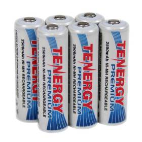 Tenergy Premium AA Cell 2500 mAh NiMH Rechargeable Battery 6-Pack - AA-10320x6