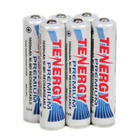 Tenergy Premium AAA Cell 1000 mAh NiMH Rechargeable Battery 6-Pack - AAA-10405x6