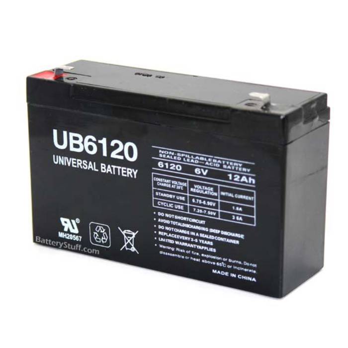 SLA6120 Universal 6v 12 AH Deep Cycle Sealed Lead Acid Battery F1