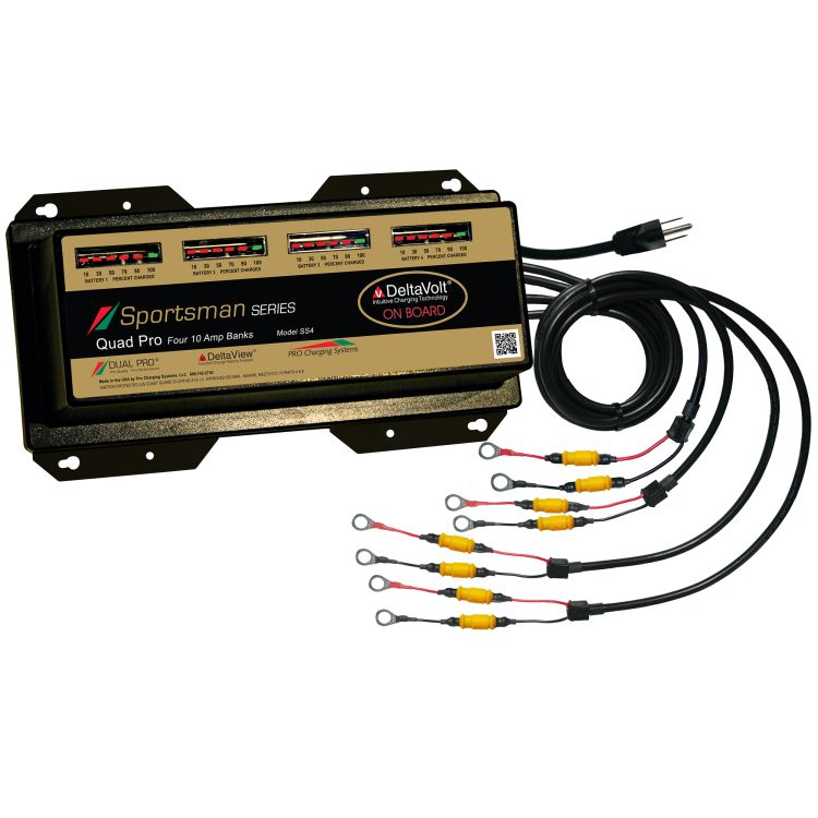 SS4 | Dual Pro 12v 24v 36v 48v 40 Amp Sportsman Series 4-Bank Charger