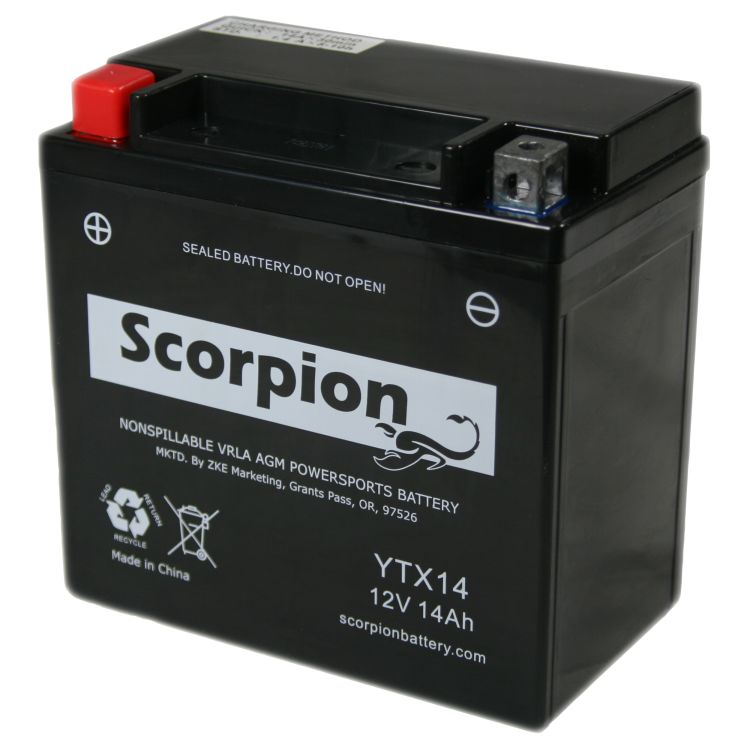 YTX14-BS Battery | Scorpion 12 Volt Motorcycle Batteries