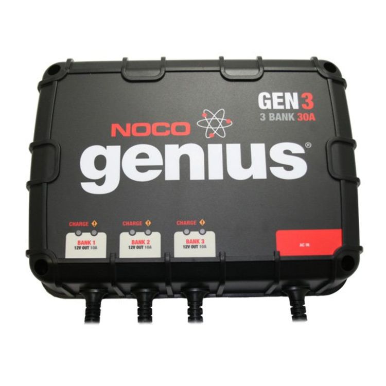 NOCO Genius GEN3 30 Amp 3-Bank Waterproof Smart On-Board Battery Charger