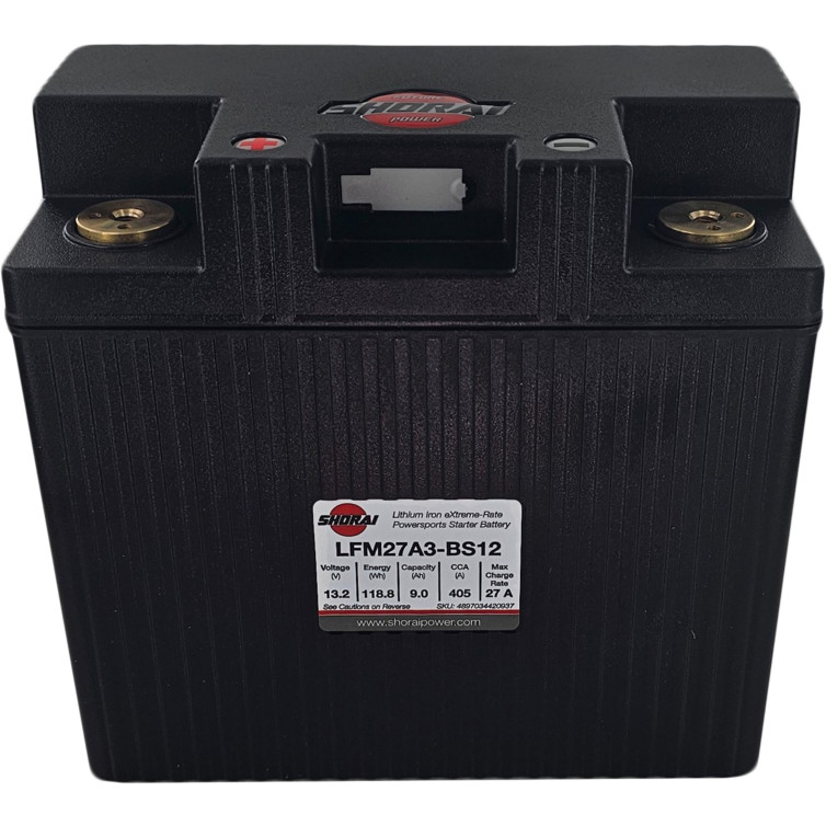 Shorai LFM27A3-BS12 12v 405CCA Lithium Battery [+ -]