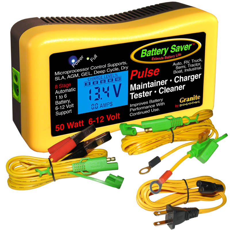 Battery Saver 6v 12v 50 Watt (4.17A) Maintainer, Pulse Cleaner & Tester - 2365-LCD