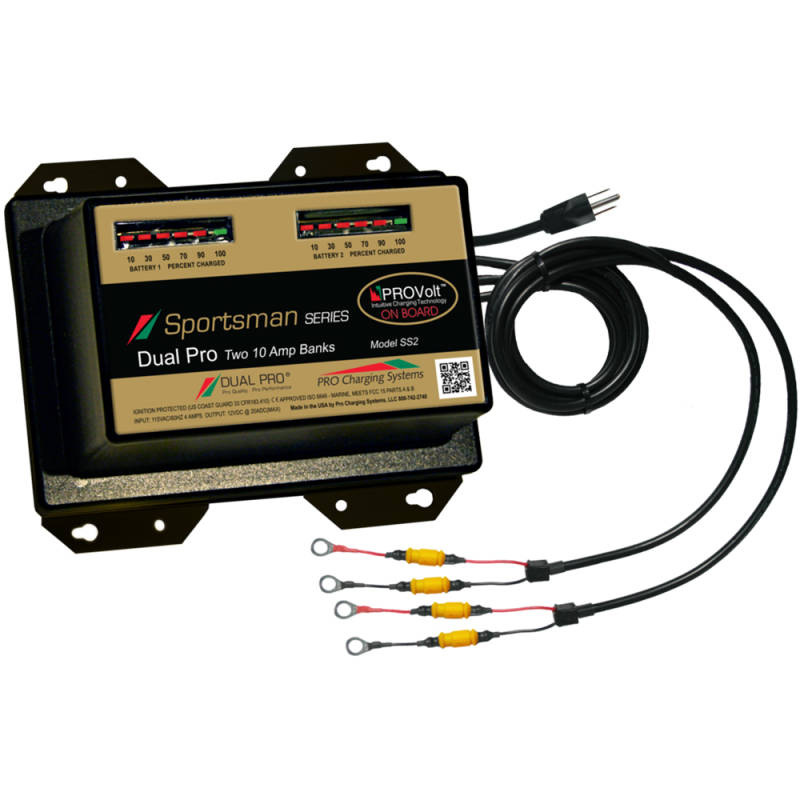 Dual Pro SS2 | Sportsman Series 20-Amp 2-Bank (2) 12v 10A Banks Marine Charger by Pro Charging Systems