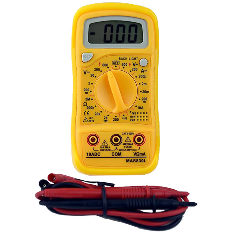 Tekpower AC/DC 600V DC 10 Amp Digital Multimeter with Back-lit Display