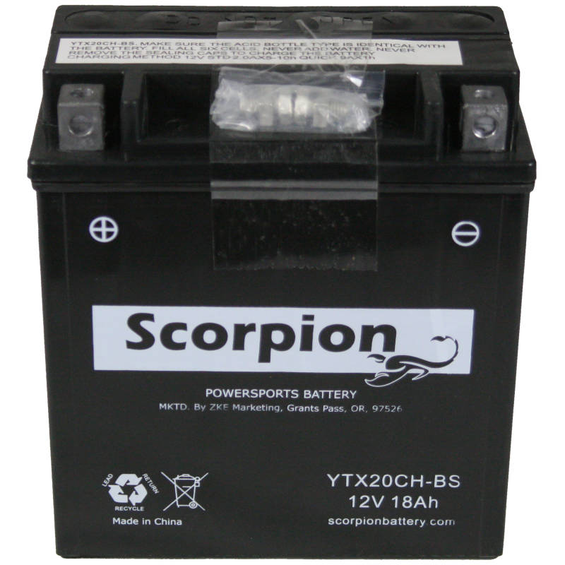 Scorpion YTX20CH-BS Motorcycle Battery - 12v 270 CCA Sealed AGM Battery