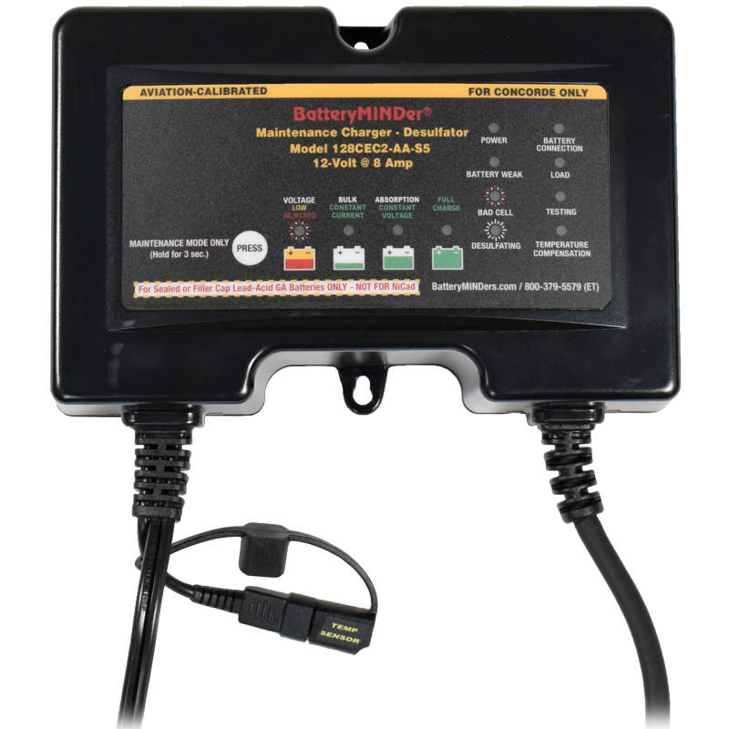 BatteryMINDer 12V 8 AMP CONCORDE® Aviation Charger Maintainer Desulfator