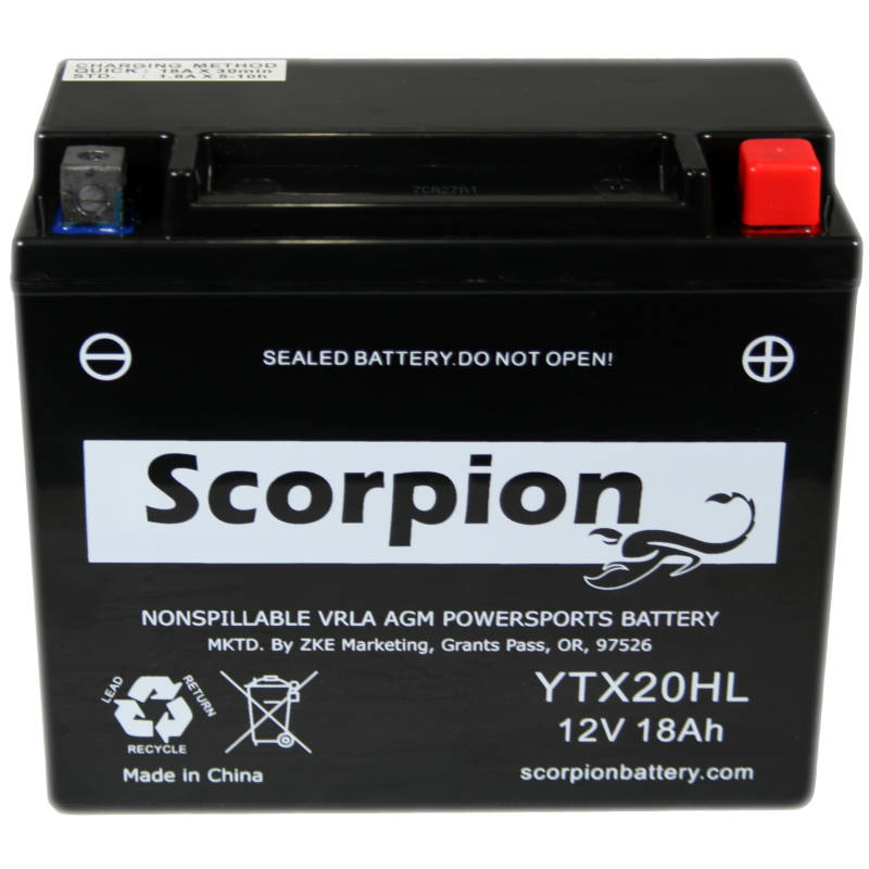 Scorpion YTX20HL-BS Motorcycle Battery - 12v 310 CCA Sealed AGM Battery