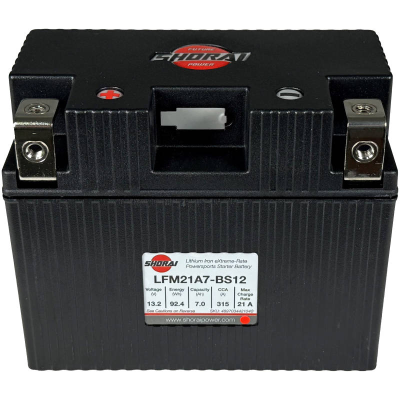 Shorai LFM21A7-BS12 | 12v 315 CCA LiFePO4 Powersports Battery [+ -]