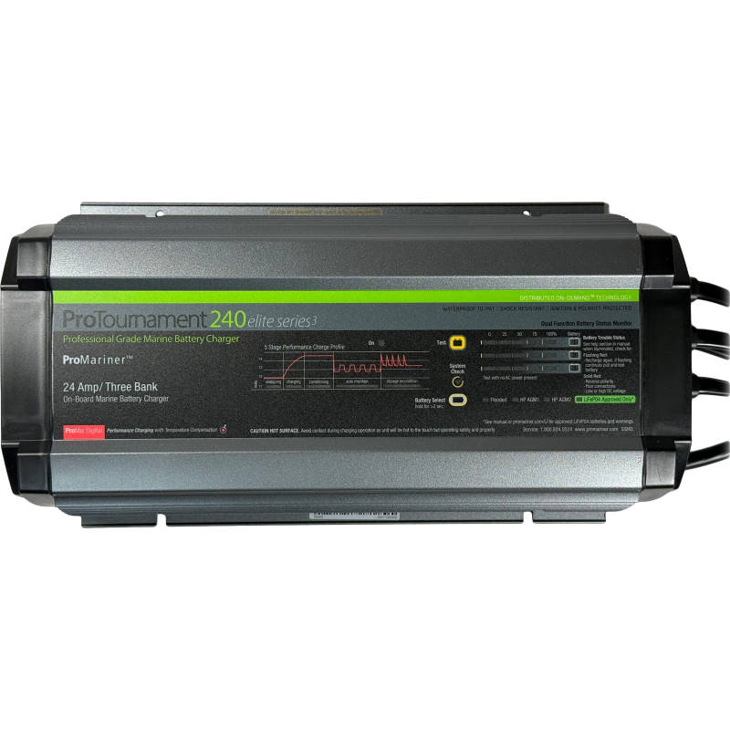ProMariner 53243: ProTournament240 Elite Series3 24 Amp 3-Bank Waterproof Marine Charger