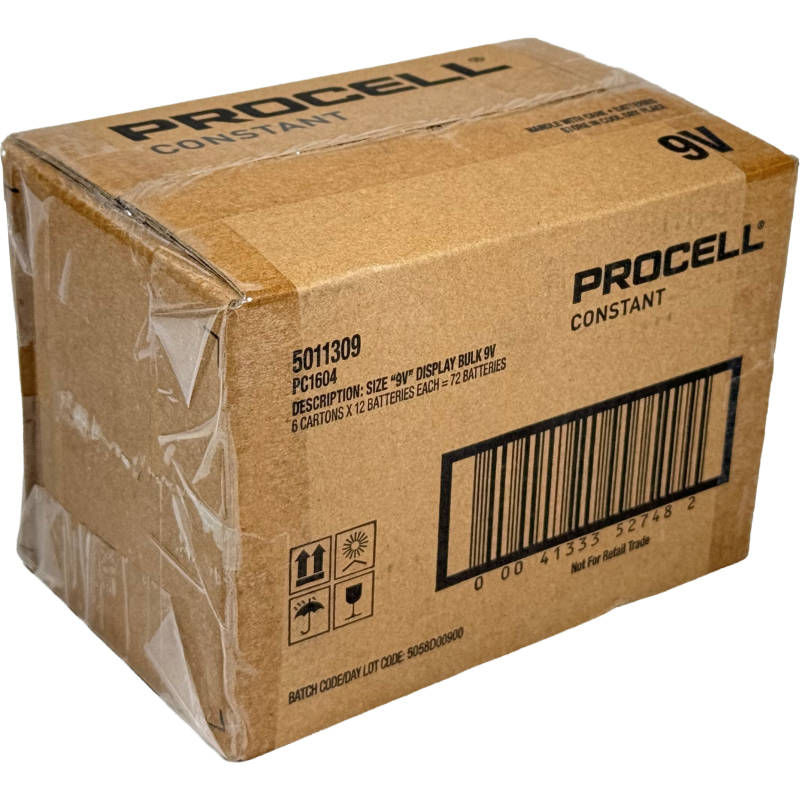 Duracell Procell PC1604-CASE: 9v Professional Alkaline Battery Six 12-Packs