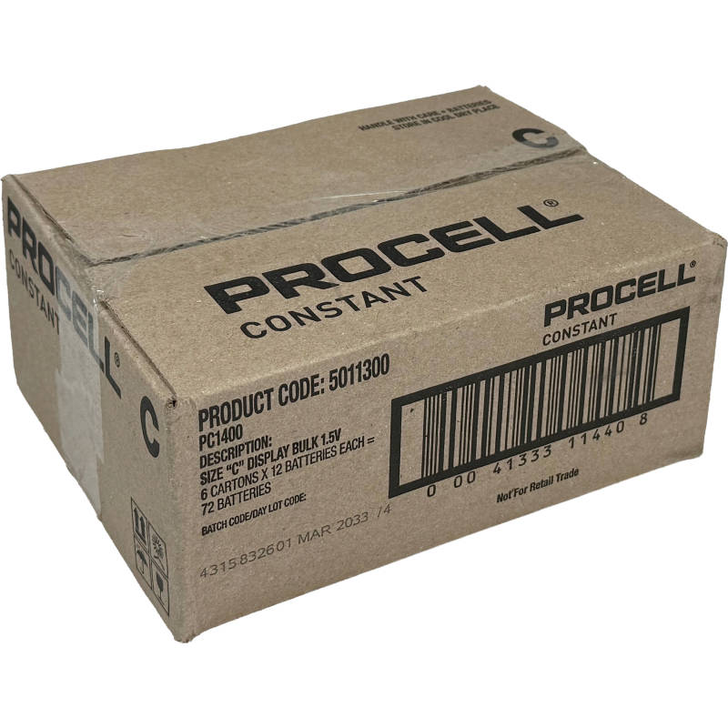 Duracell Procell PC1400-CASE: C Professional Alkaline Battery Six 12-Packs