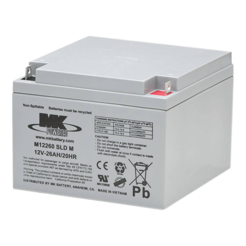 MK Battery 12v 26 AH Deep Cycle Sealed AGM Mobility Wheelchair Battery