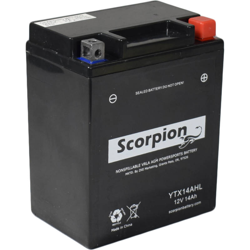 Scorpion YTX14AHL-BS Powersport & Motorcycle Battery - 12v 210 CCA Sealed AGM Battery