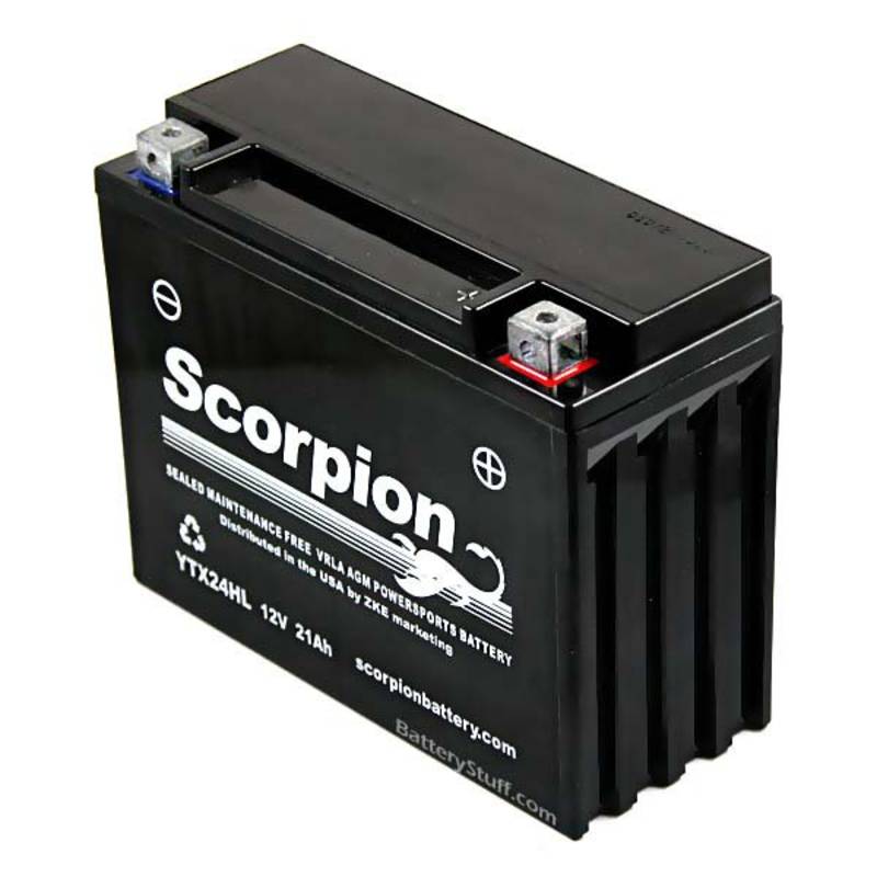 Scorpion YTX24HL-BS Battery - 12v 350 CCA Sealed AGM Motorcycle & Powersport Battery