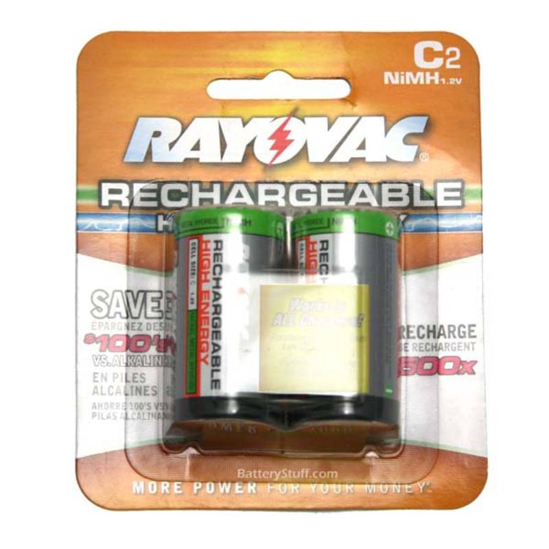 Rayovac C Cell NiMH Rechargeable Batteries 2 Pack PL714-2 GEN