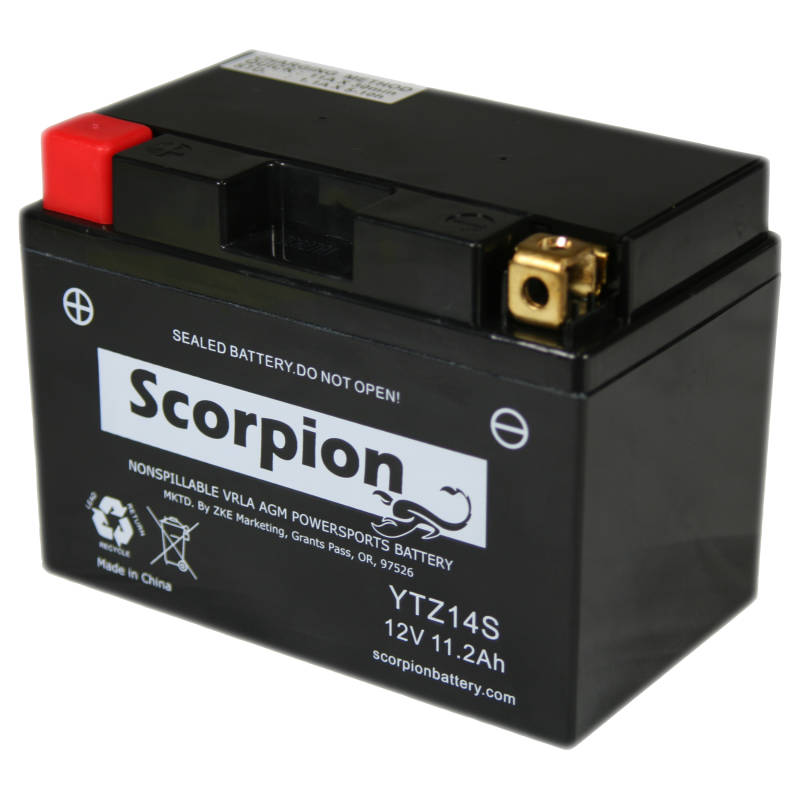 Scorpion YTZ14S Motorcycle Battery - 12v 230 CCA Sealed AGM Battery