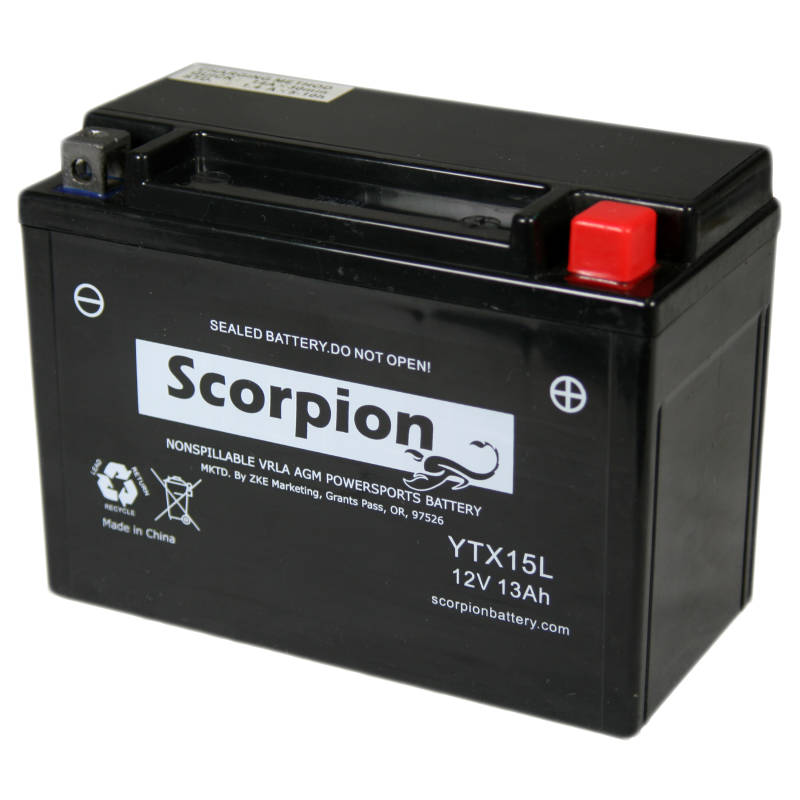 YTX15L-BS Scorpion 12v 230 CCA AGM Power Sport & Motorcycle Battery