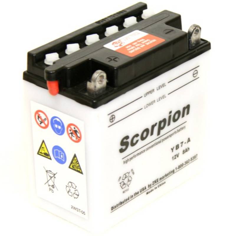 YB7-A Scorpion 12v 90 CCA Power Sport Wet Battery with Acid Pack