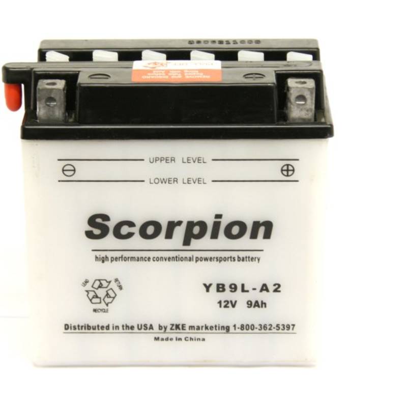 YB9L-A2 Scorpion 12v 160 CCA Power Sport Wet Battery with Acid Pack