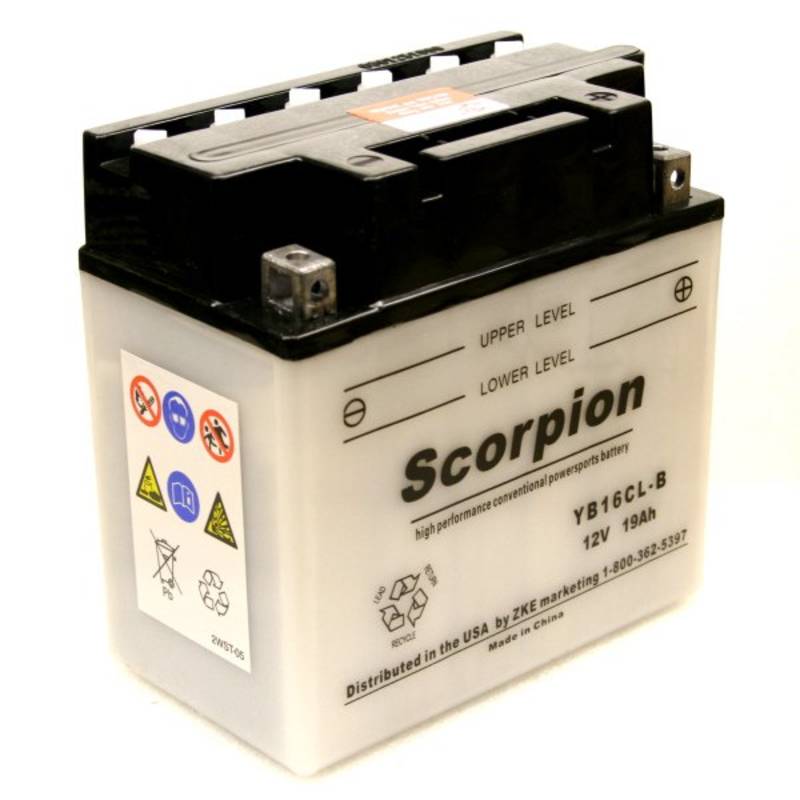 YB16CL-B Scorpion 12v 240 CCA Power Sport Wet Battery w/ Acid Pack