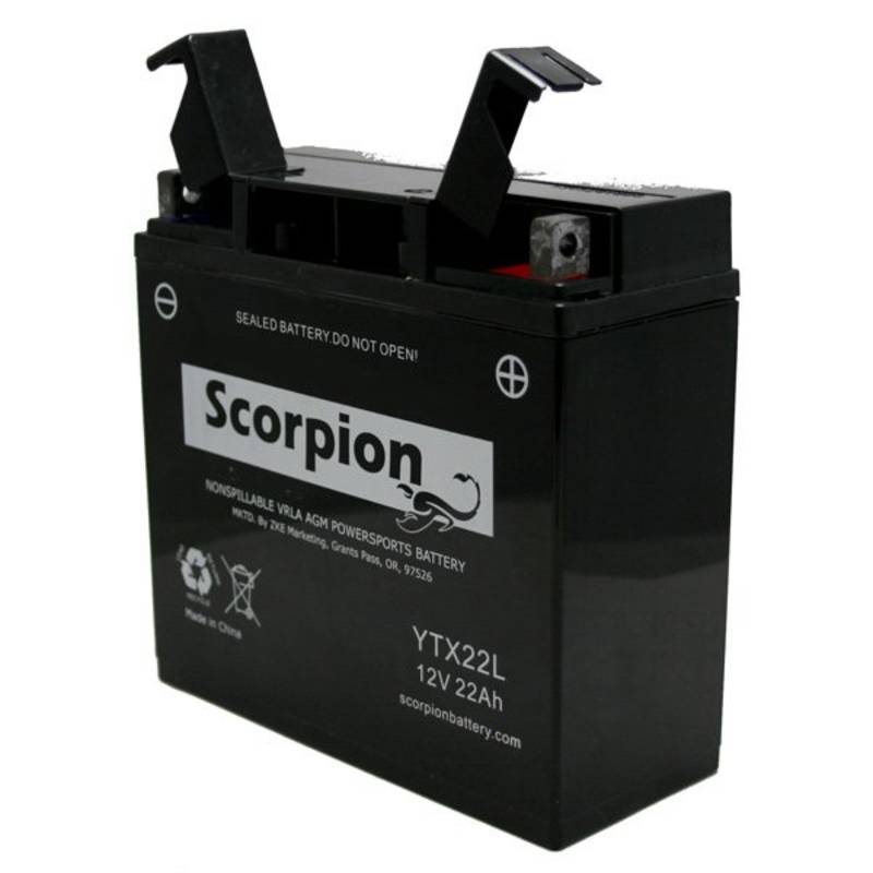 Scorpion YTX22L (YT51913-22) Motorcycle Battery - 12v 280 CCA Sealed AGM Battery